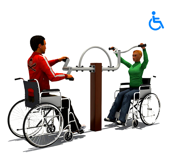 Уличный тренажер для инвалидов Турник и Велосипед для рук INCLUSIVE-SPORT GK0713